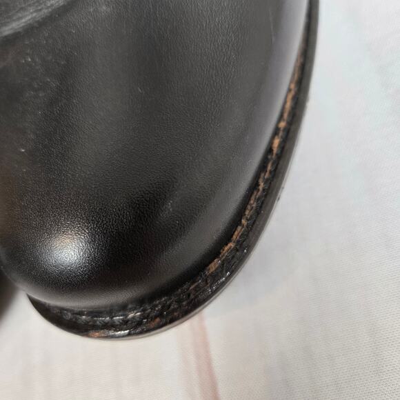 Vintage Y2K Black Leather Biker Chelsea Heeled Calf High Ankle Boots Womens 7.5 - Picture 8 of 13